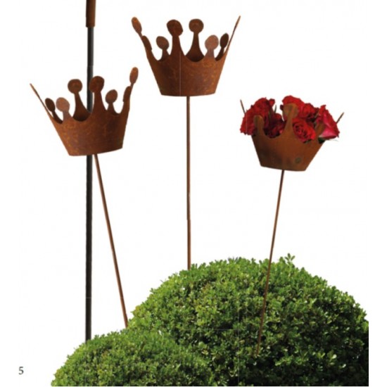 Deko Kronen aus Metall Deko Krone konisch mit Boden als Gartenstecker -  90 cm hoch Dekorative Krone konisch mit Boden und Stab 
