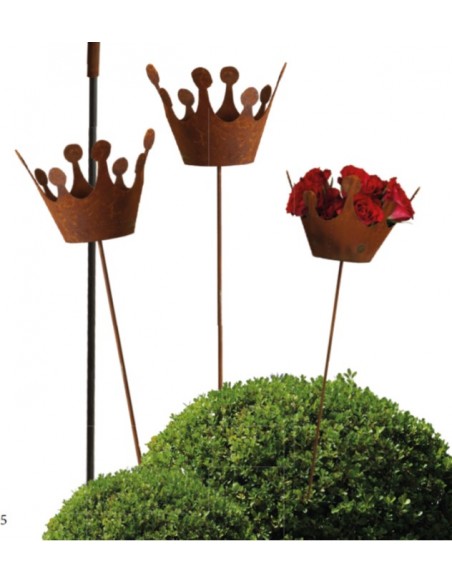 Deko Kronen aus Metall Deko Krone konisch mit Boden als Gartenstecker -  90 cm hoch Dekorative Krone konisch mit Boden und Stab 