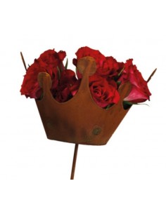 Deko Kronen aus Metall Deko Krone konisch mit Boden als Gartenstecker -  90 cm hoch Dekorative Krone konisch mit Boden und Stab
