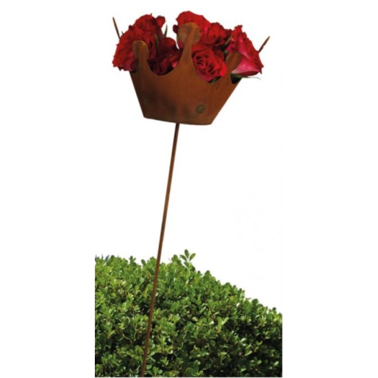 Deko Kronen aus Metall Deko Krone konisch mit Boden als Gartenstecker -  90 cm hoch Dekorative Krone konisch mit Boden und Stab 