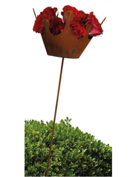 Deko Kronen aus Metall Deko Krone konisch mit Boden als Gartenstecker -  90 cm hoch Dekorative Krone konisch mit Boden und Stab 