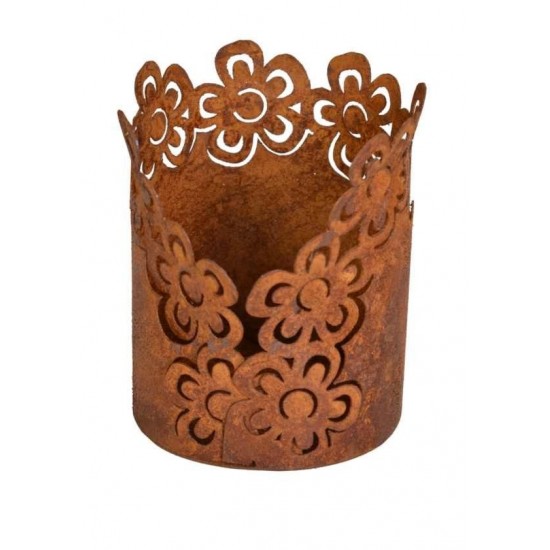 Rostdeko zum Beleuchten kleines Rost Tischwindlicht Motiv Blume 10 cm hoch Höhe 10 cm
Ø 8 cm
