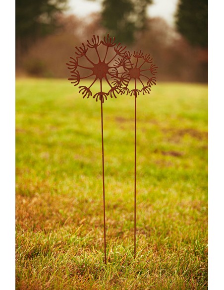 Kleiner Metall Gartenstecker mit Pusteblume - Durchmesser 22 cm