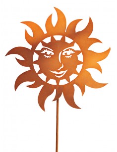 Metall Gartenstecker lachende Sonne - Durchmesser 40 cm