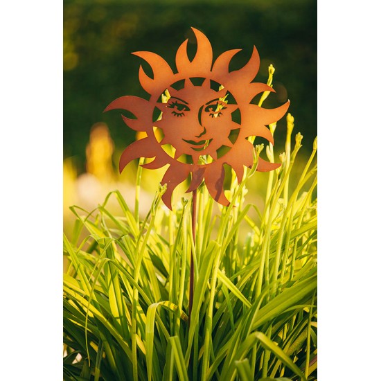 Metall Gartenstecker lachende Sonne - Durchmesser 40 cm