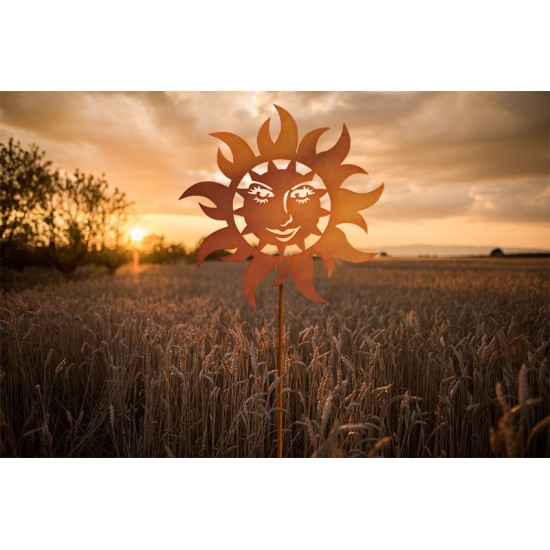 Metall Gartenstecker lachende Sonne - Durchmesser 40 cm