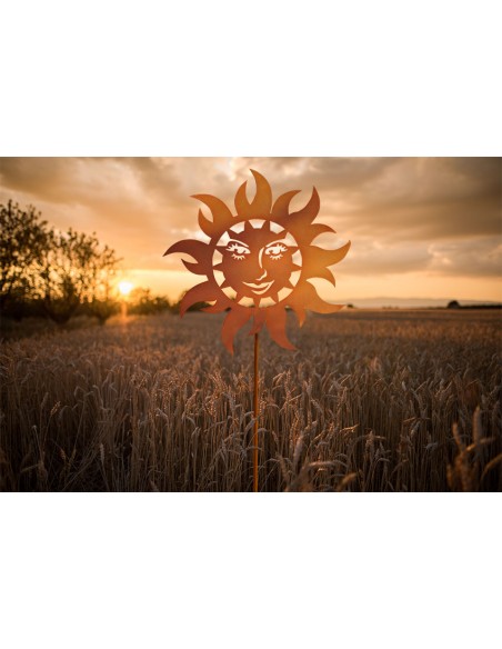 Metall Gartenstecker lachende Sonne - Durchmesser 40 cm Metall Gartenstecker lachende Sonne - Durchmesser 40 cm