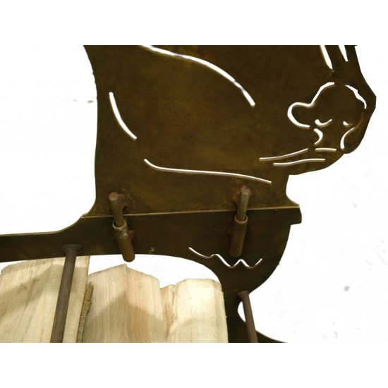 Kaminholzregale und Herzen Edelrost Holzregal liegender Hirsch groß, Höhe 96 cm, Breite 121 cm Edelrost Holzregal liegender Hirs