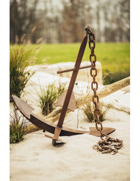 Maritime Deko Edelrost Deko Anker mit 4 Haken ( Flunken) und  Kette - Höhe 102 cm Ein Highlight in der Rostigen Gartendeko, nich