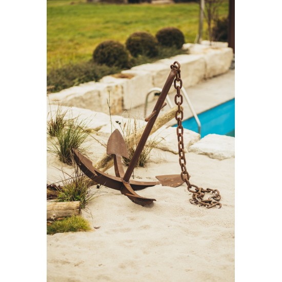 Maritime Deko Edelrost Deko Anker mit 4 Haken ( Flunken) und  Kette - Höhe 102 cm Ein Highlight in der Rostigen Gartendeko, nich