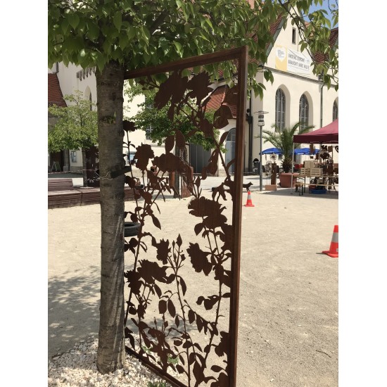 Sichtschutzwände und Paravents Metall Sichtschutzwand - Lovely - mit Rosen Motiv - Höhe 200 cm - Breite 100 cm 








