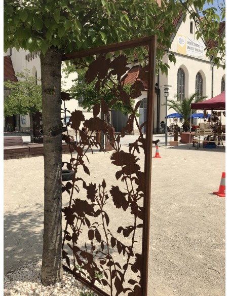 Sichtschutzwände und Paravents Metall Sichtschutzwand - Lovely - mit Rosen Motiv - Höhe 200 cm - Breite 100 cm 








