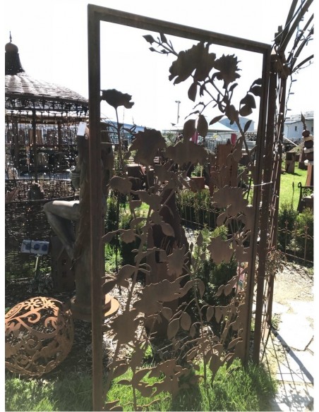 Sichtschutzwände und Paravents Metall Sichtschutzwand - Lovely - mit Rosen Motiv - Höhe 200 cm - Breite 100 cm 








