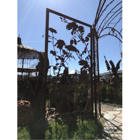 Sichtschutzwände und Paravents Metall Sichtschutzwand - Lovely - mit Rosen Motiv - Höhe 200 cm - Breite 100 cm 








