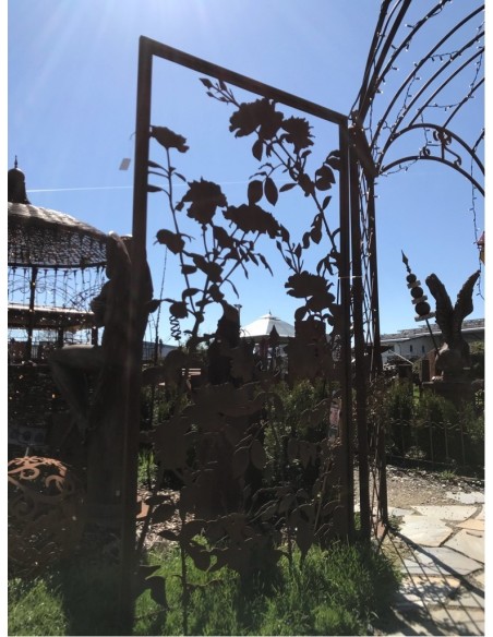 Sichtschutzwände und Paravents Metall Sichtschutzwand - Lovely - mit Rosen Motiv - Höhe 200 cm - Breite 100 cm 








