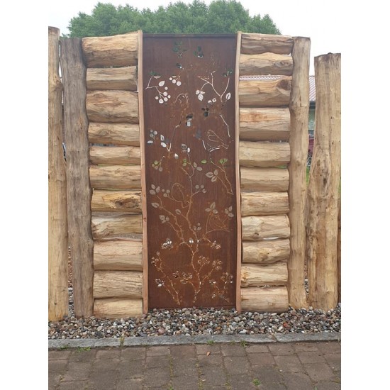 Sichtschutzwände und Paravents Edelrost Sichtschutzwand mit Vogelmuster - Höhe 200 cm Edelrost Sichtschutzwand mit Vogelmuster
