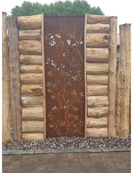 Sichtschutzwände und Paravents Edelrost Sichtschutzwand mit Vogelmuster - Höhe 200 cm Edelrost Sichtschutzwand mit Vogelmuster
