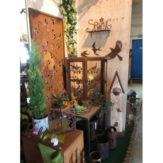 Sichtschutzwände und Paravents Edelrost Sichtschutzwand mit Vogelmuster - Höhe 200 cm Edelrost Sichtschutzwand mit Vogelmuster
