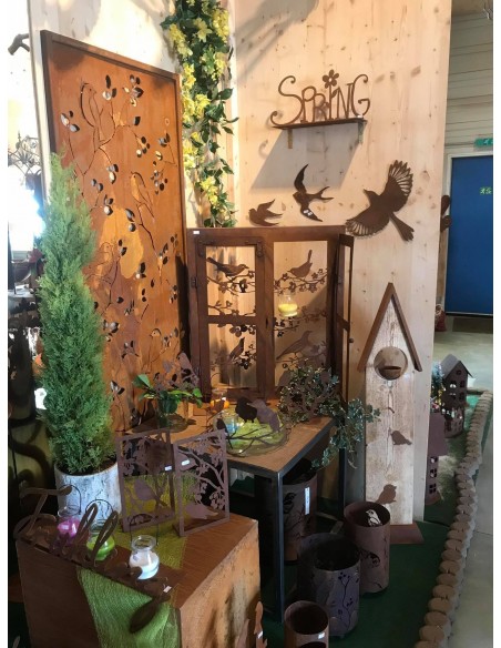 Sichtschutzwände und Paravents Edelrost Sichtschutzwand mit Vogelmuster - Höhe 200 cm Edelrost Sichtschutzwand mit Vogelmuster
