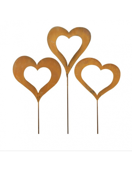 Gartenstecker Herz Herzstecker mit 3 Motiven als Set - Romeo - 120 cm hoch 3-teiliges Gartenstecker Set mit unterschiedlichen Mo