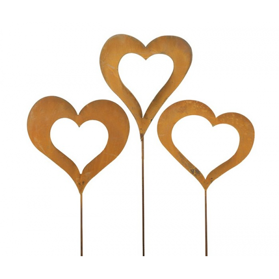 Gartenstecker Herz Herzstecker mit 3 Motiven als Set - Romeo - 120 cm hoch 3-teiliges Gartenstecker Set mit unterschiedlichen Mo