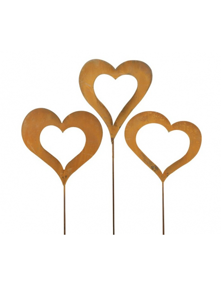 Gartenstecker Herz Herzstecker mit 3 Motiven als Set - Romeo - 120 cm hoch 3-teiliges Gartenstecker Set mit unterschiedlichen Mo