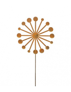 Gartendeko Rost Pusteblume (flach) als Gartenstecker - Ø 30 x 120 cm Höhe Aus Edelrost gefertigte Pusteblume in einer modernen V