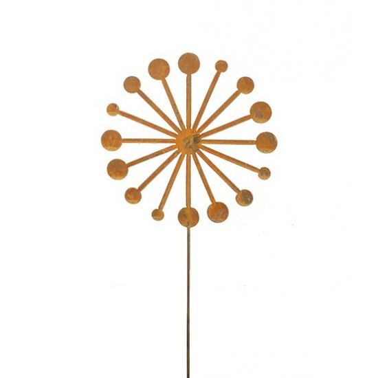 Gartendeko Rost Pusteblume (flach) als Gartenstecker - Ø 30 x 120 cm Höhe Aus Edelrost gefertigte Pusteblume in einer modernen V
