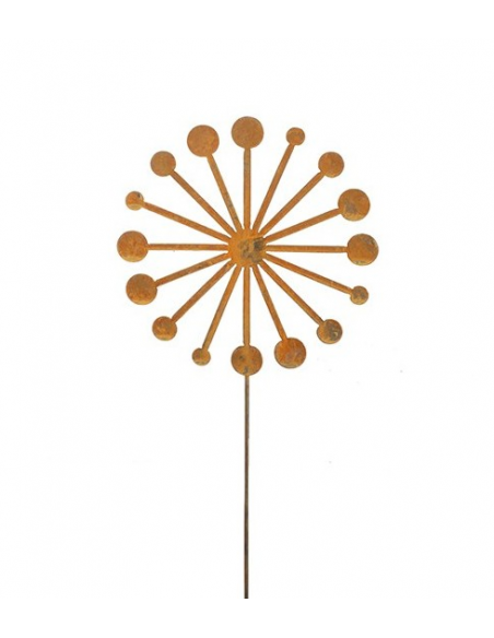 Gartendeko Rost Pusteblume (flach) als Gartenstecker - Ø 30 x 120 cm Höhe Aus Edelrost gefertigte Pusteblume in einer modernen V
