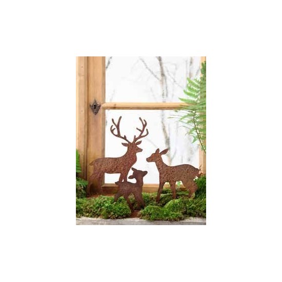 Weihnachtsdeko Deko Hirsch aus Edelrost - klein Höhe 28 cm - Zum Stellen Kleiner Deko Hirsch für die Fensterbank oder deinen Gar
