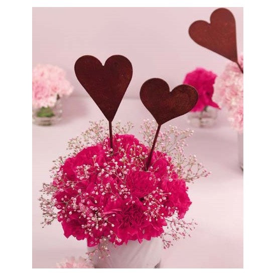 Gartenstecker Herz Mini Herz auf Stab Höhe 8 cm - breite Variante