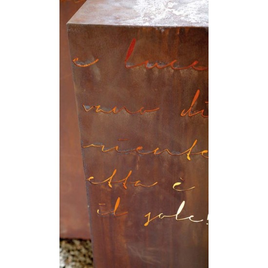 Rostsäule Romance mit Spruch Höhe 90 cm Rostsäule mit Spruch von