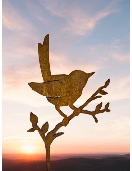 Gartendeko Rost Deko Vogel - Amsel auf Hagebuttenast - zum Einstecken in Weichholz - Höhe 26 cm Breite 21 cm 
Höhe 31 cm
Breit