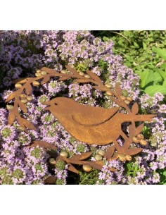 Gartendeko Rost Goldbeeren Dekokranz mit singendem Vogel - Ø 20 cm - zum Hängen 
Die goldenen Beeren machen diese Gartendeko zu 2