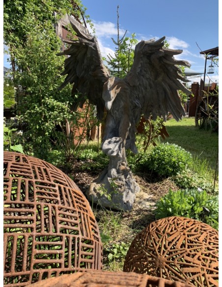 Sonstige Vögel Steinfigur Adler Rosteffekt - Wesen der Lüfte - Höhe 152 cm 
Höhe 152 cm
Breite 122 cm
Tiefe 74 cm
Gewicht 26