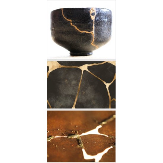 Gartendeko Rost Deko Stele mit Goldrissen zum Stecken - Höhe 150 cm - nach Kintsugi Art 
Höhe 150 cm
Breite 19,6 cm
+ Stäbe c