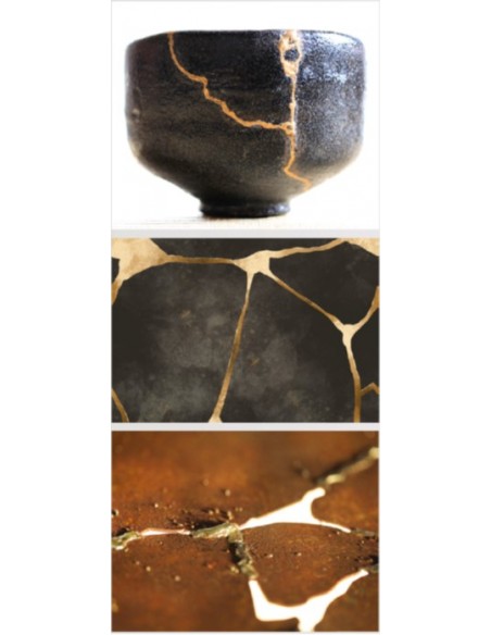 Gartendeko Rost Deko Stele mit Goldrissen zum Stecken - Höhe 150 cm - nach Kintsugi Art 
Höhe 150 cm
Breite 19,6 cm
+ Stäbe c