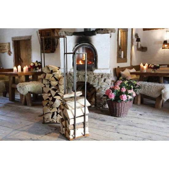 Gartendeko Rost Schlichter Kaminholz Stapler - Frame - 121 cm hoch - groß 
massiver und moderner Kaminholzregal Frame gibt dein