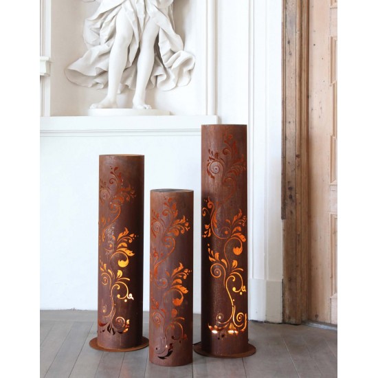 runde Rostsäulen runde Rost Säule Barock Höhe 100 cm, Ø 27cm filigranes Muster Produktdetails:
runde Rost Säule Barock Variante