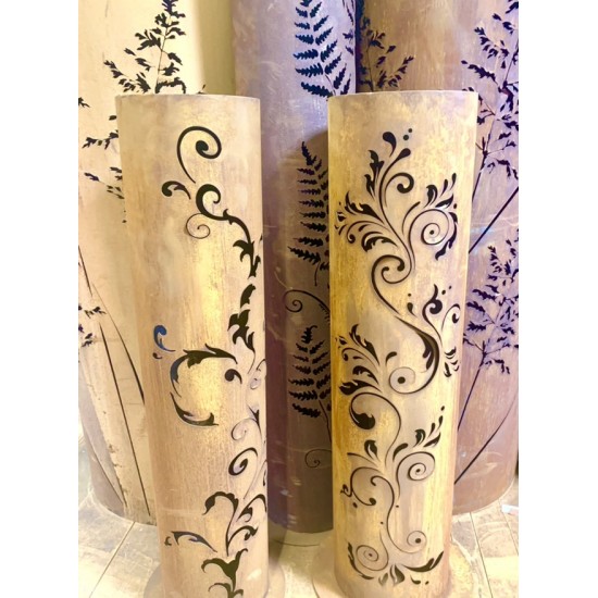 runde Rostsäulen runde Rost Säule Barock Höhe 100 cm, Ø 27cm filigranes Muster Produktdetails Rostäule mit Filigranem Barock Mus