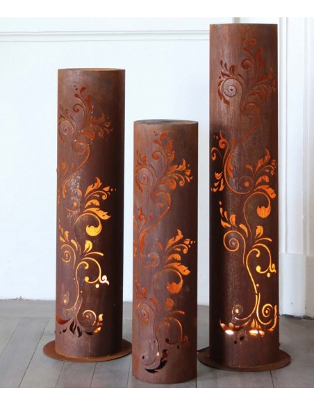 runde Rostsäulen runde Rost Säule Barock  Höhe 120 cm, Ø 30cm filigranes Muster runde Rost Säule Barock
Höhe 120 cm,
Ø 30cm
u