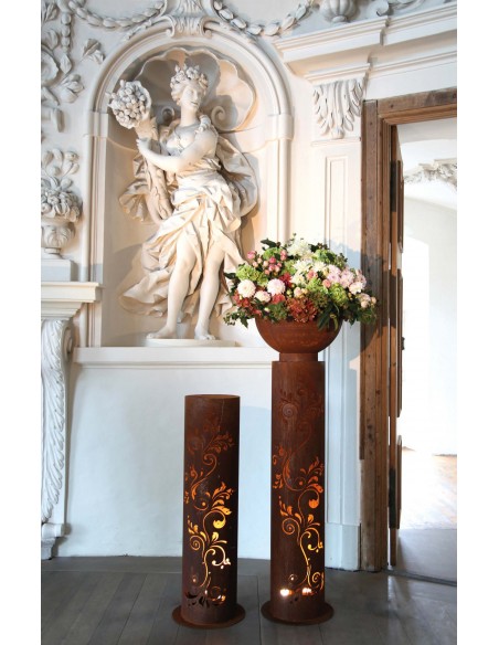 runde Rostsäulen runde Rost Säule Barock  Höhe 120 cm, Ø 30cm filigranes Muster runde Rost Säule Barock
Höhe 120 cm,
Ø 30cm
u