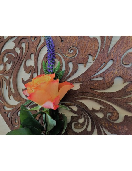 Herzige Dinge - Edelrost Dekoherzen Barock Herz  (groß) zum Hängen oder Wandbefestigung - aufwändiges Muster Höhe 36 cm, Breite 