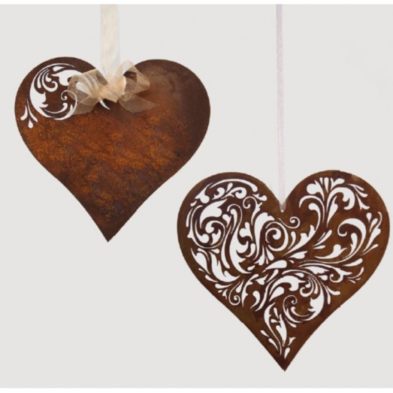 Gartendeko Rost Edelrost Barock Deko Herz mit kleinen Ausschnitten zum Hängen - Höhe 25 cm 
Höhe 25 cm
