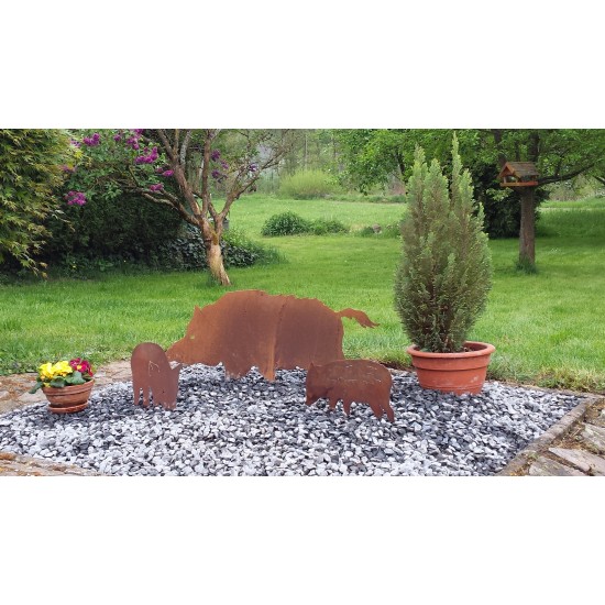 Wildschwein, Fasan und Auerhahn Gartenfigur Wildschwein Metall als Gartenstecker - Länge 100 cm 
Wildschwein als Deko für deine