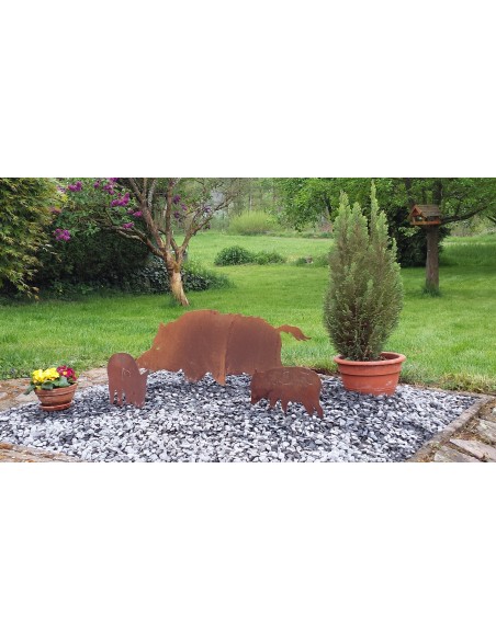 Wildschwein, Fasan und Auerhahn Gartenfigur Wildschwein Metall als Gartenstecker - Länge 100 cm 
Wildschwein als Deko für deine