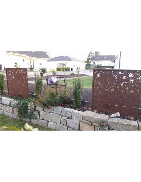 Sichtschutzwände und Paravents Florenz Sichtschutzzaun Höhe 100 cm - Breite 100 cm - Barocke Gartendeko Florenz aus Edelrost mit