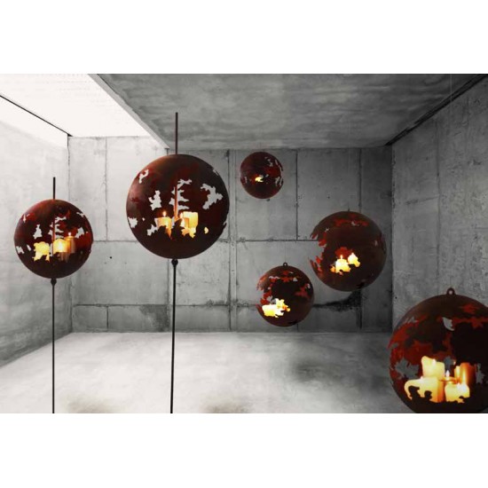 50 cm Dekokugeln in Rost Optik Risskugel zum Aufhängen Ø 50cm -Moderne Blumenampel 
Risskugel
zum Aufhängen
Ø 50 cm
Material