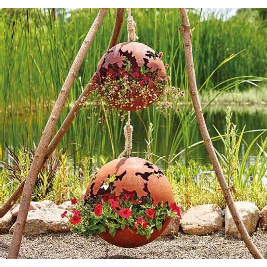 40 cm Kugeln Edelrost Riss Deko Kugel - zum Aufhängen, Ø 40cm - moderne Blumenampel 
Risskugel mit Platte innen, zum Aufh&auml;