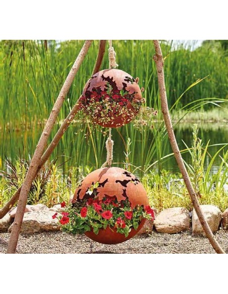 40 cm Kugeln Edelrost Riss Deko Kugel - zum Aufhängen, Ø 40cm - moderne Blumenampel 
Risskugel mit Platte innen, zum Aufh&auml;